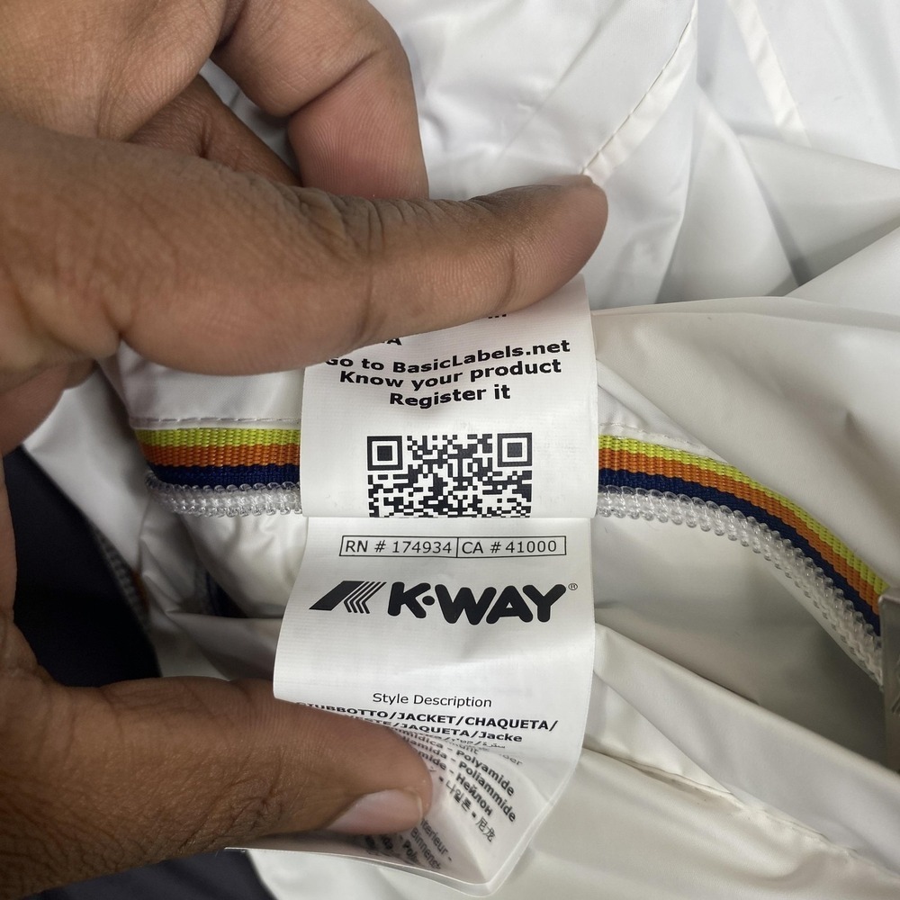 K-Way Jacques Plus Double Jacket Mens Medium White Hooded Windbreaker Coat - Picture 14 of 15